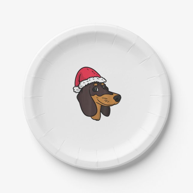 Dachshund Weiner Dog Santa Christmas  Paper Plates (Front)