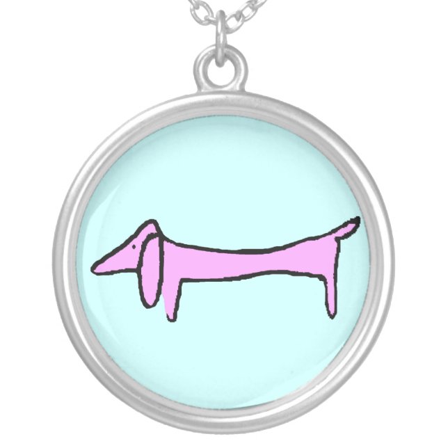 Dachshund, Weiner dog Silver Plated Necklace (Front)