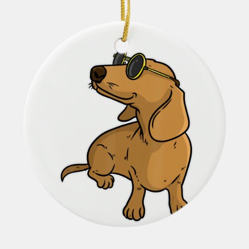 Dachshund Weiner Dog Sun Glasses Ceramic Ornament