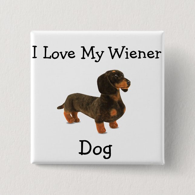 Dachshund Weiner Dog T-Shirt Button (Front)