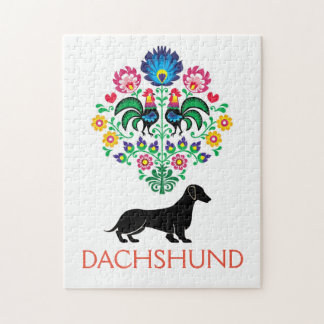 Dachshund Welcome hex Sign, edit text Jigsaw Puzzle