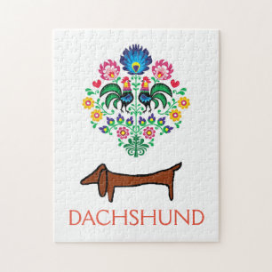 Dachshund Welcome hex Sign, edit text Jigsaw Puzzle