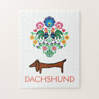 Dachshund Welcome hex Sign, edit text Jigsaw Puzzle
