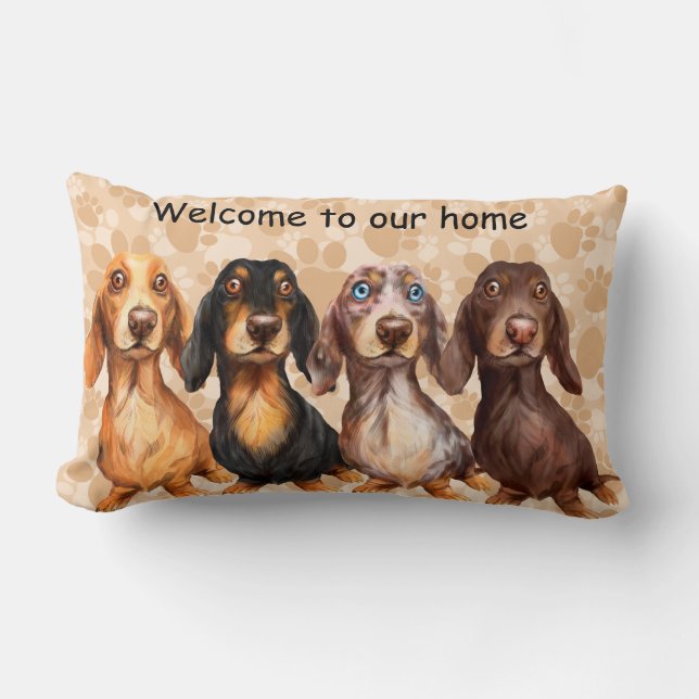 Dachshund Welcome Pillow (Front)