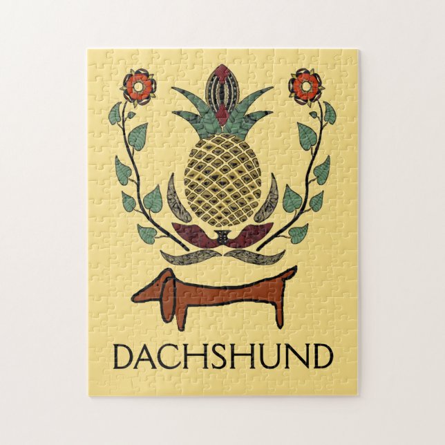 Dachshund Welcome Pineapple, edit text Jigsaw Puzzle (Vertical)