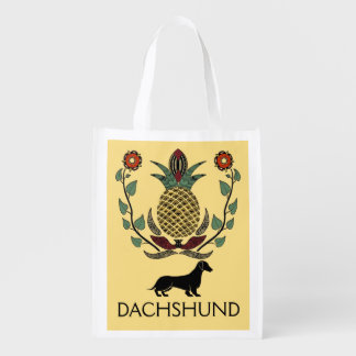 Dachshund Welcome Pineapple Grocery Bag