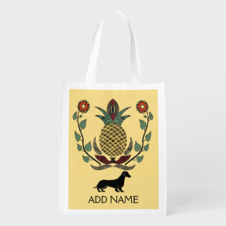 Dachshund Welcome Pineapple Grocery Bag