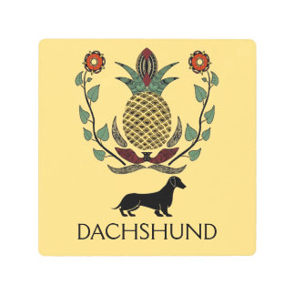 Dachshund Welcome Pineapple Metal Print