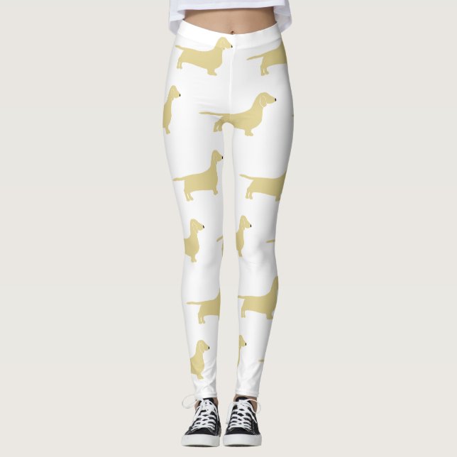 dachshund wheaton silhouette leggings (Front)