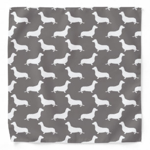 Dachshund White Silhouettes on Dove Grey Bandana