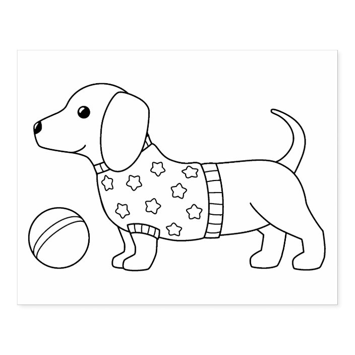 Dachshund Puppy Birthday Coloring Page / Dachshund illustration by
