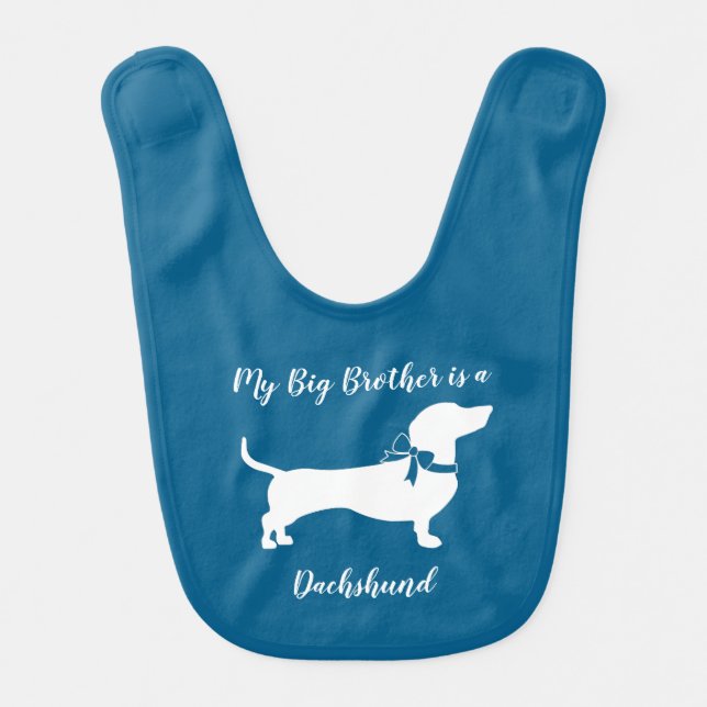 Dachshund Wiener Dog Baby Shower Blue Boy Baby Bib (Front)