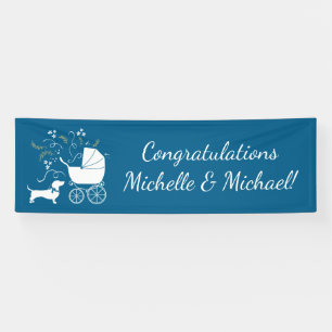 Dachshund Wiener Dog Baby Shower Blue Boy Banner
