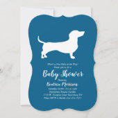 Dachshund Wiener Dog Baby Shower Blue Boy Invitation (Front)