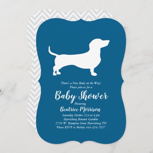 Dachshund Wiener Dog Baby Shower Blue Boy Invitation