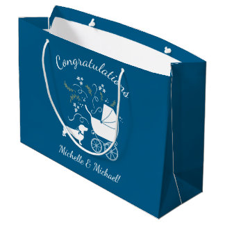 Dachshund Wiener Dog Baby Shower Blue Boy Large Gift Bag