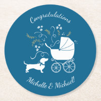 Dachshund Wiener Dog Baby Shower Blue Boy