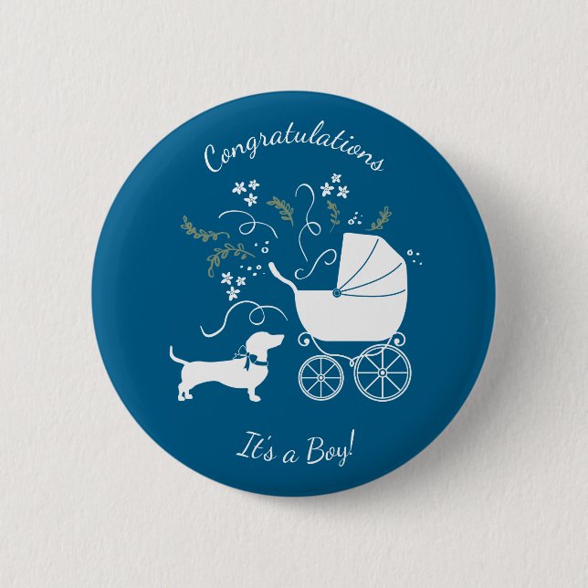 Dachshund Wiener Dog Baby Shower Button (Front)