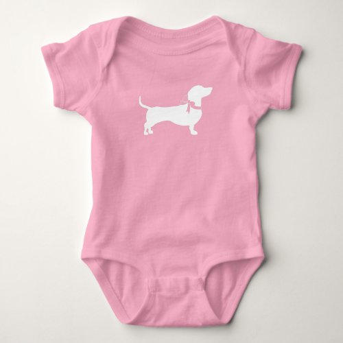Dachshund Wiener Dog Baby Shower Pink Girl Baby Bodysuit