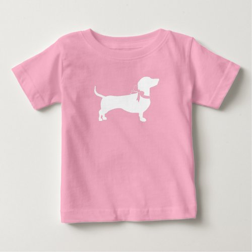 Dachshund Wiener Dog Baby Shower Pink Girl Baby T_Shirt