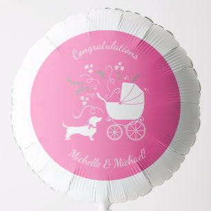 Dachshund Wiener Dog Baby Shower Pink Girl Balloon