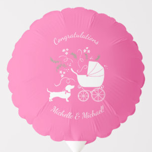 Dachshund Wiener Dog Baby Shower Pink Girl Balloon