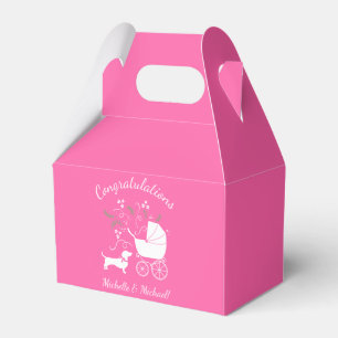 Dachshund Wiener Dog Baby Shower Pink Girl Favor Boxes