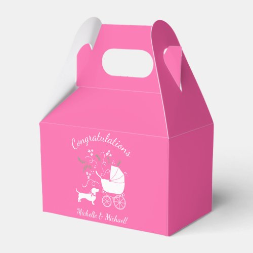Dachshund Wiener Dog Baby Shower Pink Girl Favor Boxes