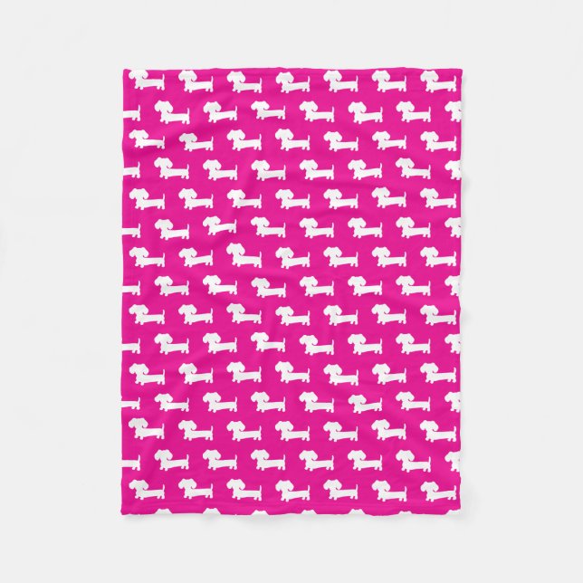 Dachshund Wiener Dog Blanket Hot Pink (Front)