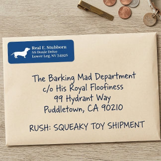 Dachshund Wiener Dog | Blue Return Address Label
