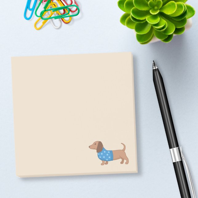 Dachshund Wiener Dog Blue Star Sweater on Beige Post-it Notes (Creator Uploaded)