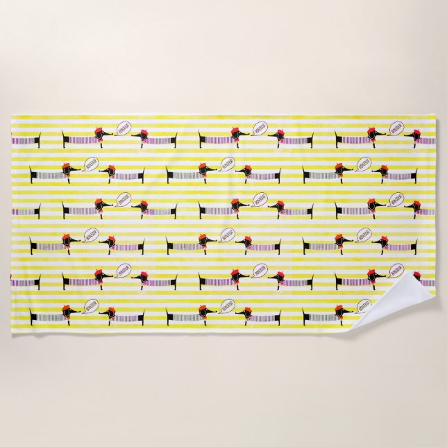  Dachshund Wiener Dog Bonjour Beach Towel (Front)