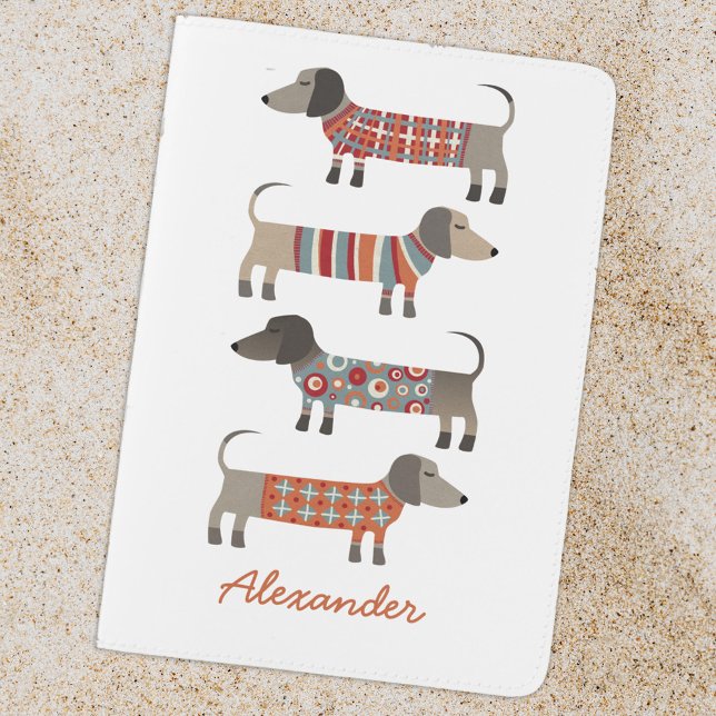 Dachshund Wiener Dog Custom Name Personalized Passport Holder (Dachshund wiener sausage dog personalized custom name passport cover holder)