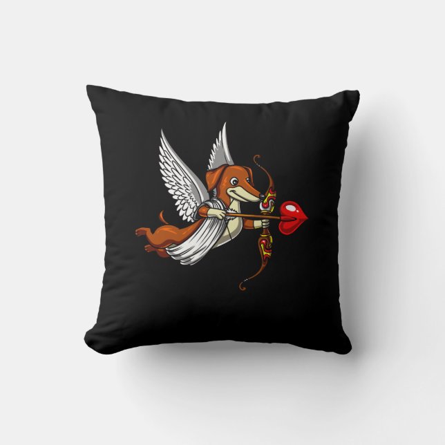 Dachshund Wiener Dog Cute Cupid Pet Throw Pillow (Front)