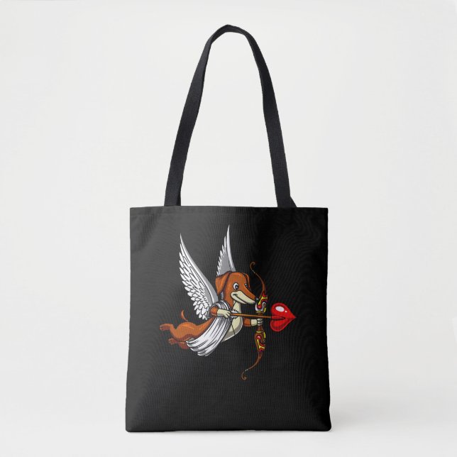 Dachshund Wiener Dog Cute Cupid Pet Tote Bag (Front)