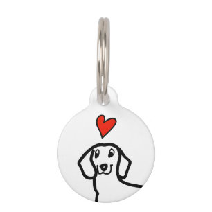 Dachshund Wiener Dog Cute Simple Red Heart Name Pet Tag
