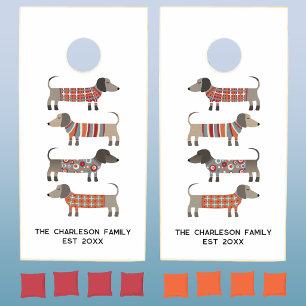 Dachshund Wiener Dog Family Name Est Cornhole Set