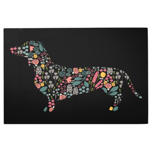 Dachshund Wiener Dog Floral Pattern Watercolor Art