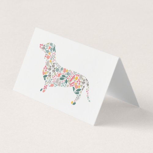 Dachshund Wiener Dog Floral Pattern Watercolor Art Business Card