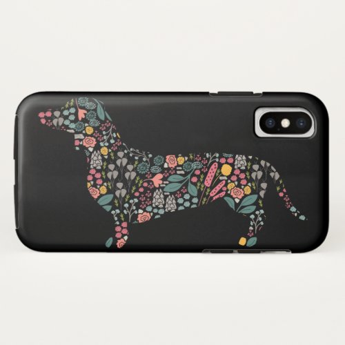 Dachshund Wiener Dog Floral Pattern Watercolor Art iPhone X Case
