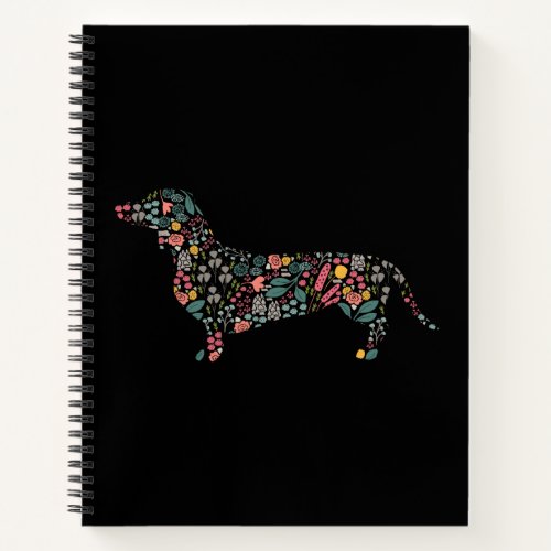 Dachshund Wiener Dog Floral Pattern Watercolor Art Notebook