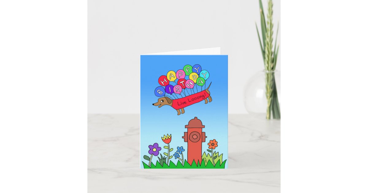 Dachshund Wiener Dog Flying Cute Funny Birthday Card | Zazzle