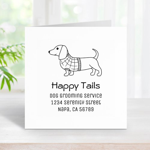 Dachshund Wiener Dog Grooming Business Address Rubber Stamp