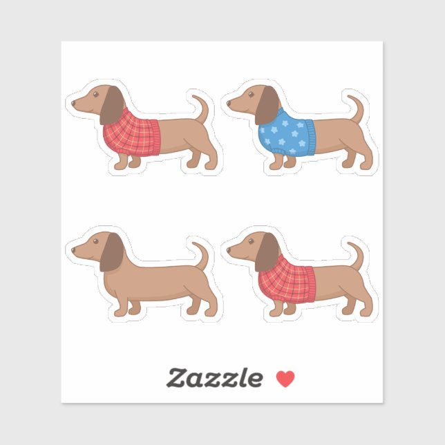 Dachshund Wiener Dog in Sweater Set of 4 Sticker (Sheet)