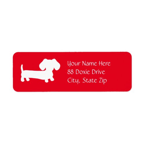 Dachshund Wiener Dog on Red Return Address Label
