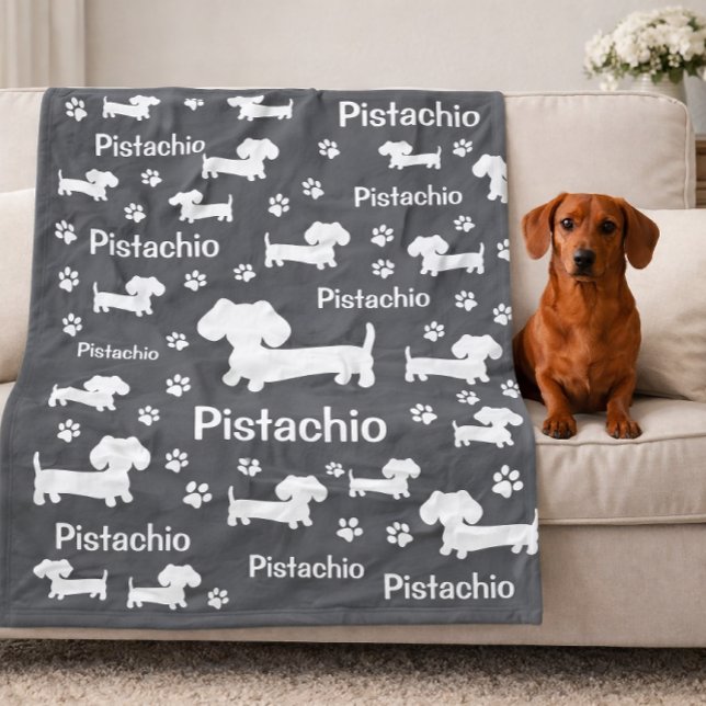Dachshund Wiener Dog Personalized Blanket Gray (Dachshund Wiener Dog Personalized Blanket Gray)