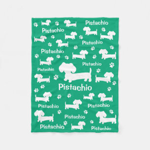Dachshund Wiener Dog Personalized Blanket Green