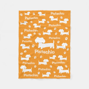Dachshund Wiener Dog Personalized Blanket Orange