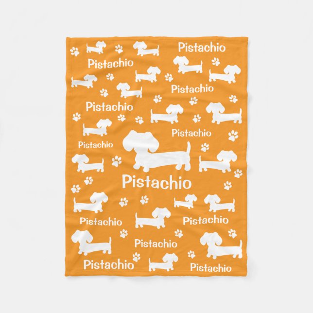 Dachshund Wiener Dog Personalized Blanket Orange (Front)
