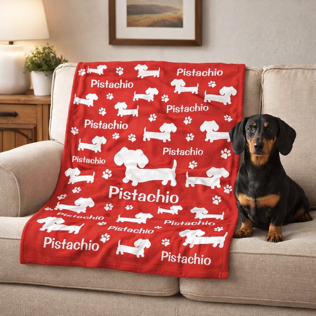 Dachshund Wiener Dog Personalized Blanket Red (Dachshund Wiener Dog Personalized Blanket Red)